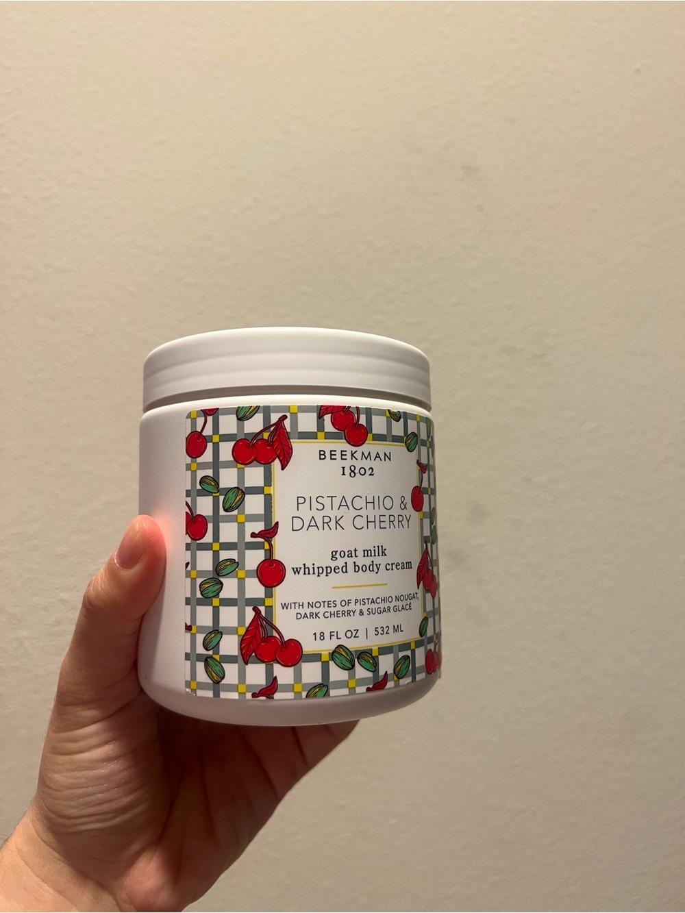 Beekman 1802 Pure Goat Milk Whipped Body Cream PISTACHIO & DARK CHERRY 18 oz.
